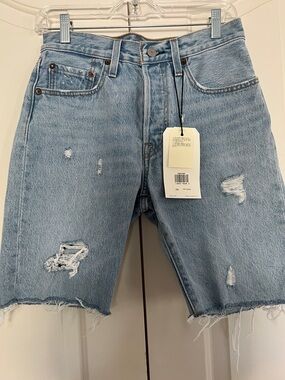 Levi's Light Blue High-Rise Denim Shorts